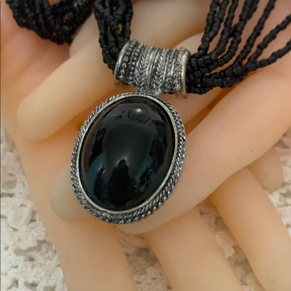 Vintage Onyx (w/black seed bead) Jewelry Set - Picture 4 of 4